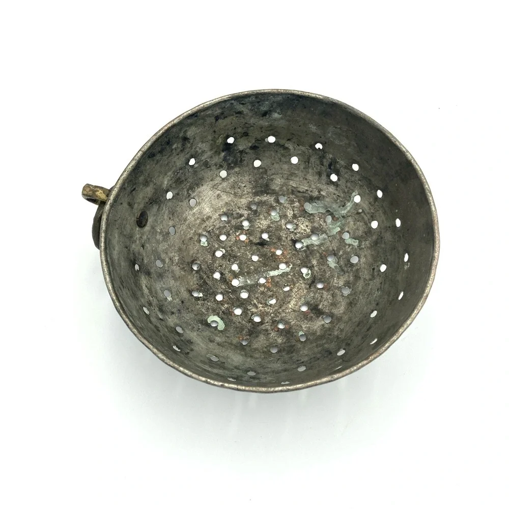 Vintage Egg Poacher Escargot Pan Steamer Colander Sieve Copper & Metal
